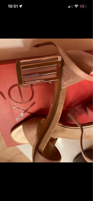 Sandalias Nude Tacon Correa Tobillo