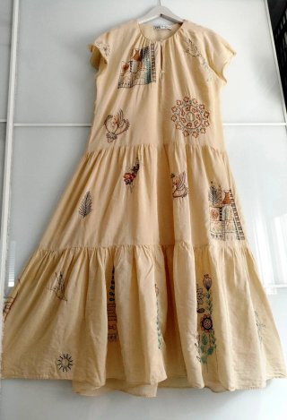 Vestido Zara bordado talla única