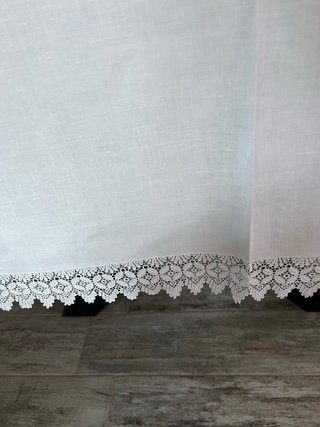 Tovaglia Lino Bianco con Ricami 264x160 cm