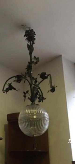 Lámpara colgante cristal y hierro forjado