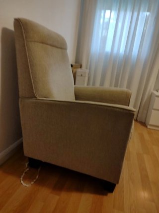 Sillón tela beige y gris