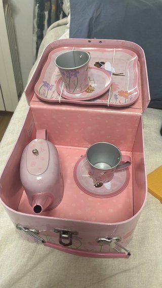 Maletín de té de juguete rosa