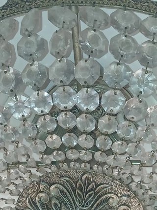 Lámpara lágrimas cristal antigua plata