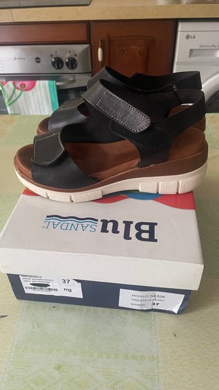 Sandalias Piel Mediterráneas Negro Talla 37