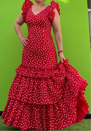 Traje de Flamenca Rojo Lunares T. 38/40