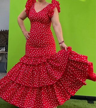 Traje de Flamenca Rojo Lunares T. 38/40