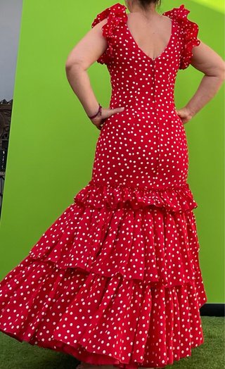 Traje de Flamenca Rojo Lunares T. 38/40