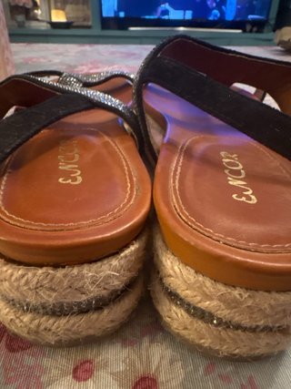 Sandalias Plataforma Brillantes Negras Talla 38