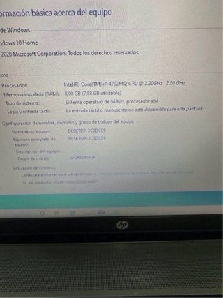 Portátil HP i7 Gris y Negro