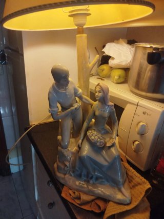 Lámpara de porcelana antigua pareja