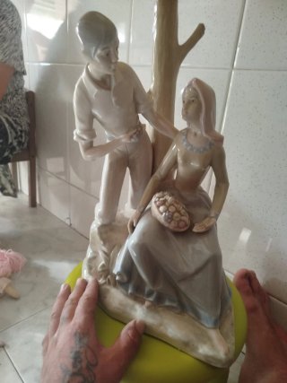 Lámpara de porcelana antigua pareja