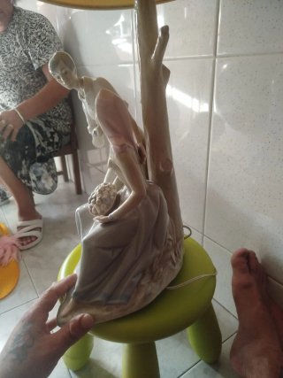 Lámpara de porcelana antigua pareja