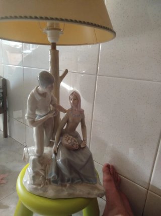 Lámpara de porcelana antigua pareja