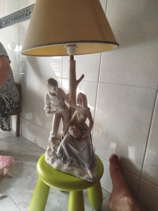 Lámpara de porcelana antigua pareja