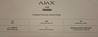 Central de Alarma AJAX Hub (Ethernet y 2G SIM)