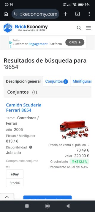 Lego Camión Ferrari 8654