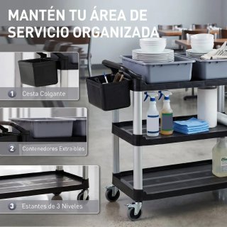 Carro Limpieza 3 Estantes con Ruedas