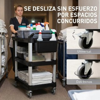 Carro Limpieza 3 Estantes con Ruedas