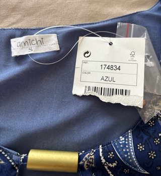 Vestido Amichi estampado azul y dorado Talla S