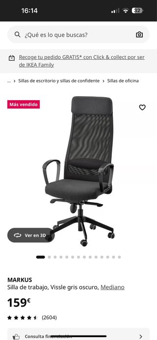 Silla de oficina Markus IKEA Negra