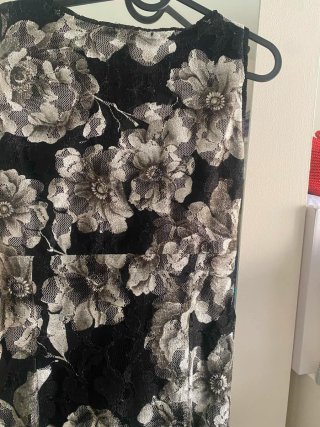 Vestido encaje floral negro y blanco