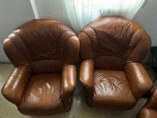 Conjunto Sofás Piel Marrón