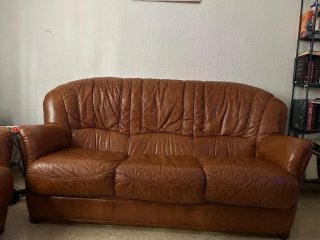 Conjunto Sofás Piel Marrón