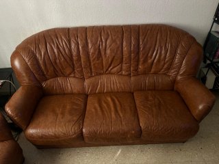 Conjunto Sofás Piel Marrón