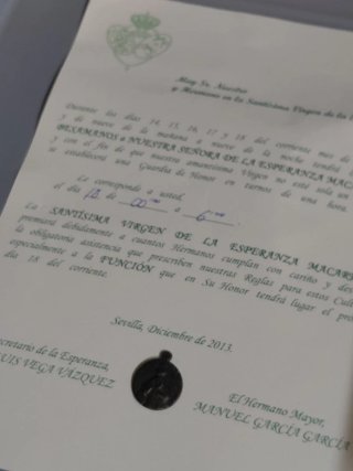 Lote Virgen Esperanza Macarena Sevilla