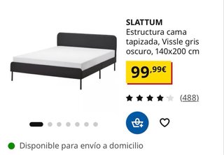 Somier Ikea Slattum 140x200 Negro
