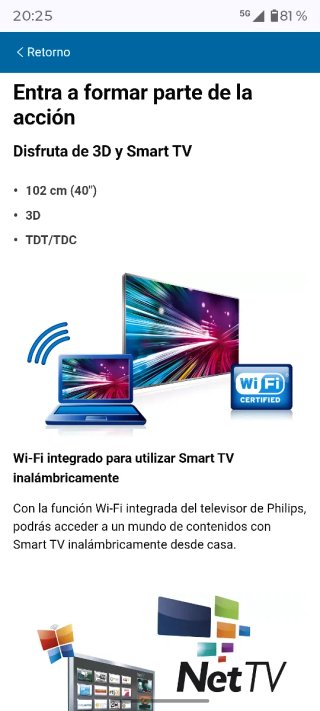 Televisor Philips 40 Plata y Blanco