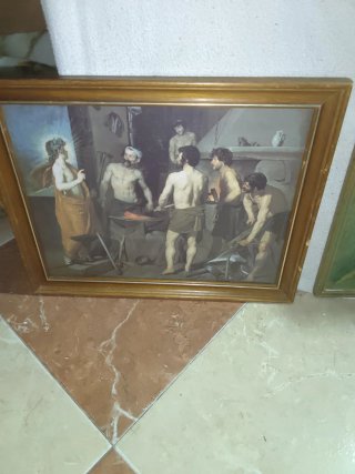 Cuadro antiguo con marco de madera