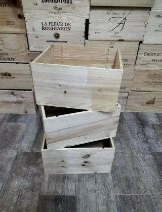 Pack 3 cajas de madera almacenaje estanterías