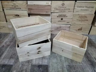 Pack 3 cajas de madera almacenaje estanterías
