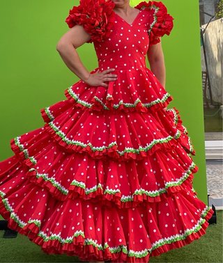 Traje de Flamenca Rojo Lunares T. 34-36