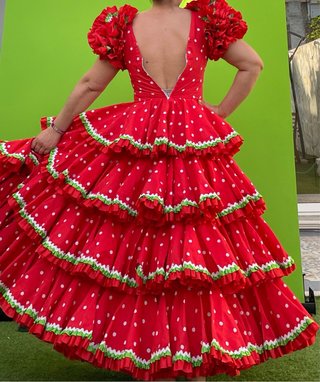 Traje de Flamenca Rojo Lunares T. 34-36
