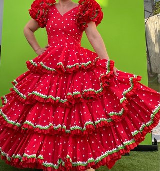 Traje de Flamenca Rojo Lunares T. 34-36