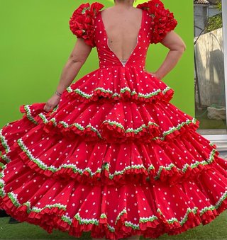 Traje de Flamenca Rojo Lunares T. 34-36