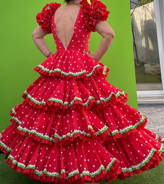 Traje de Flamenca Rojo Lunares T. 34-36