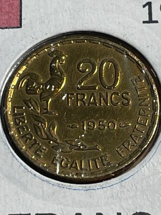 Moneda Francia 20 francos 1950