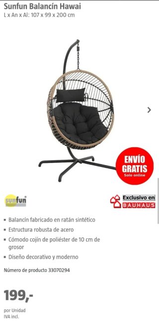 Columpio colgante con cojín