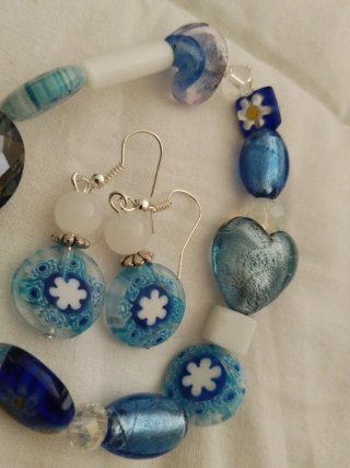 Conjunto Murano Glass: Pulsera y Pendientes