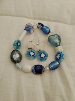 Conjunto Murano Glass: Pulsera y Pendientes