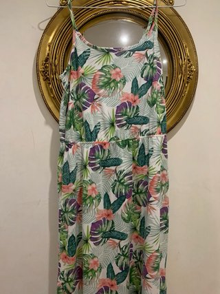 Vestido largo estampado tropical