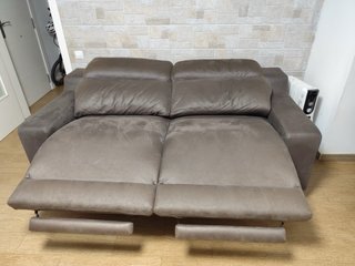 Sofá y sillón tela marrón/gris