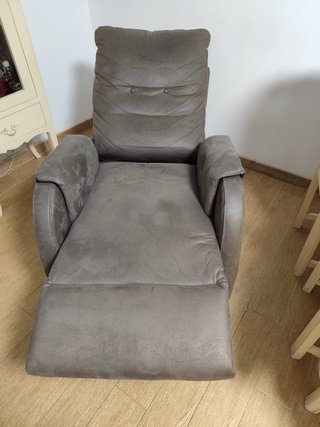 Sofá y sillón tela marrón/gris