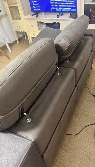 Sofá y sillón tela marrón/gris
