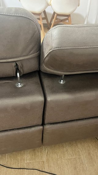 Sofá y sillón tela marrón/gris