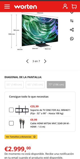 Samsung S93 OLED TV 77 pulgadas
