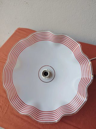 Lampadario Vetro Anni '70 Strisce Rosse